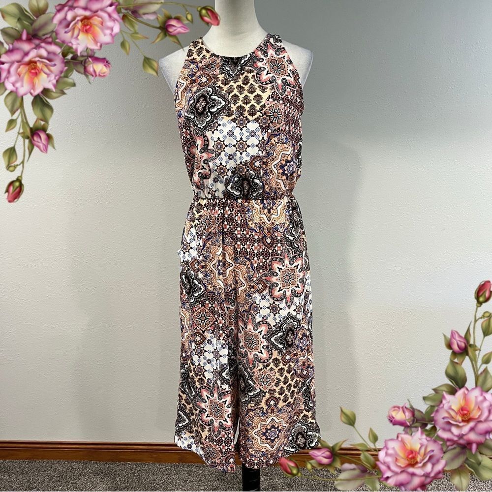 Emerald Sundae Multicolor Patterned Sleeveless Jumpsuit